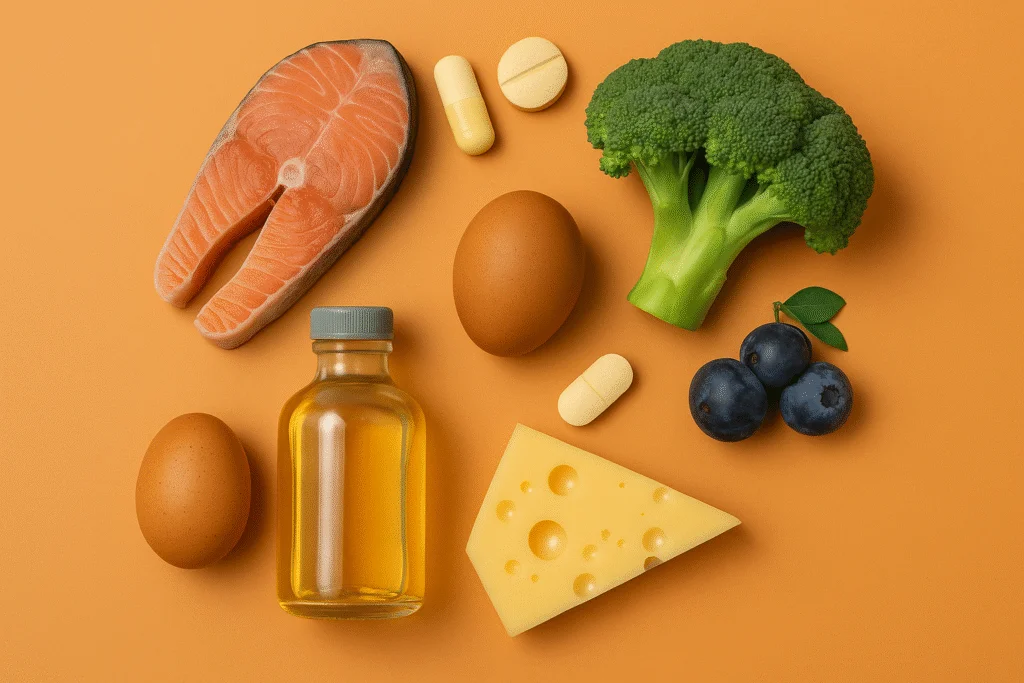 Imagem ilustrando alimentos que ajudam no crescimento da barba, alimentos que estimulam crescimento da barba e suplementos para crescer barba.
